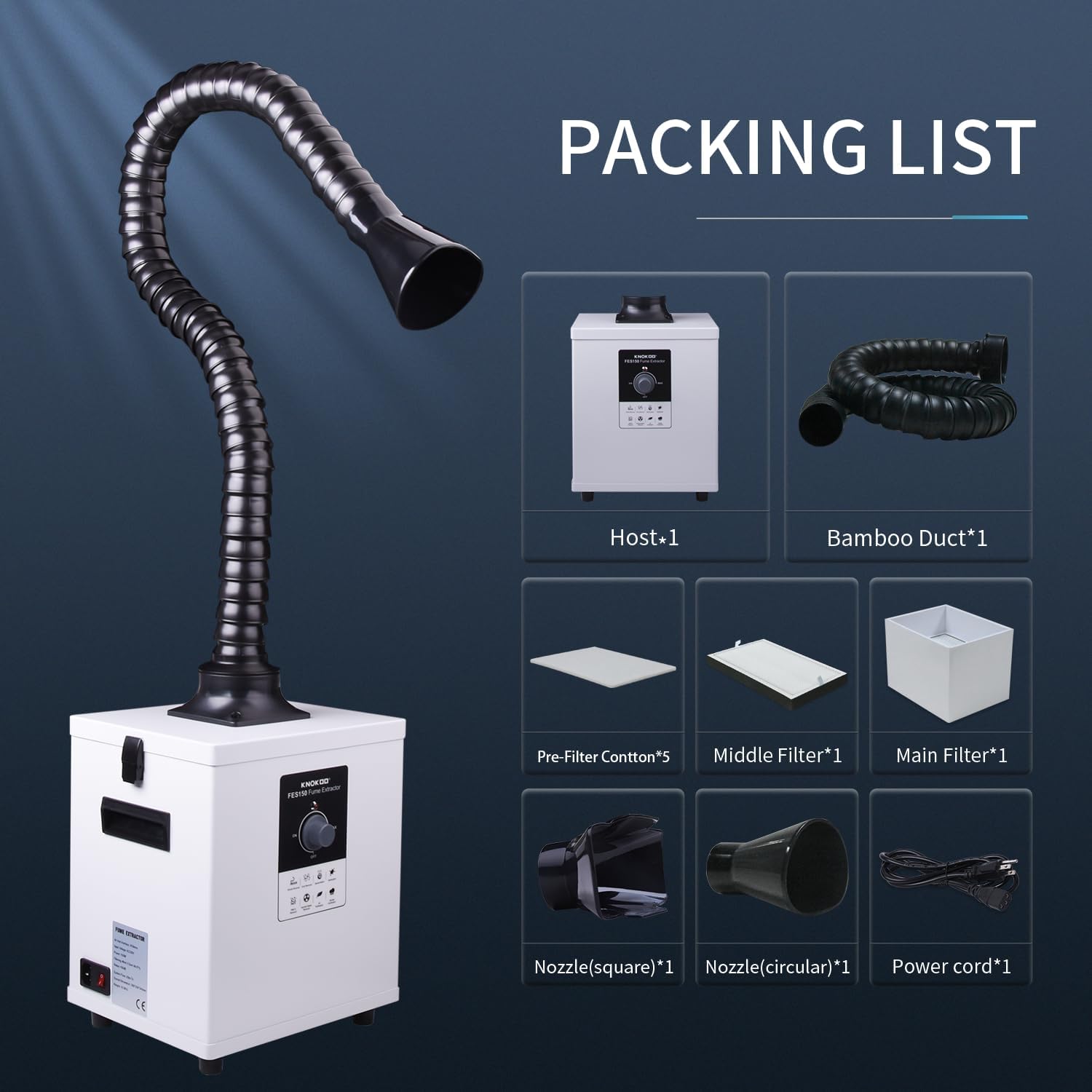 Industrial Laser Fume Extractor - เครื่องดูดควันอุตสาหกรรม KNOKOO FES150 เครื่องกรองควัน DTF กำจัดควันได้
