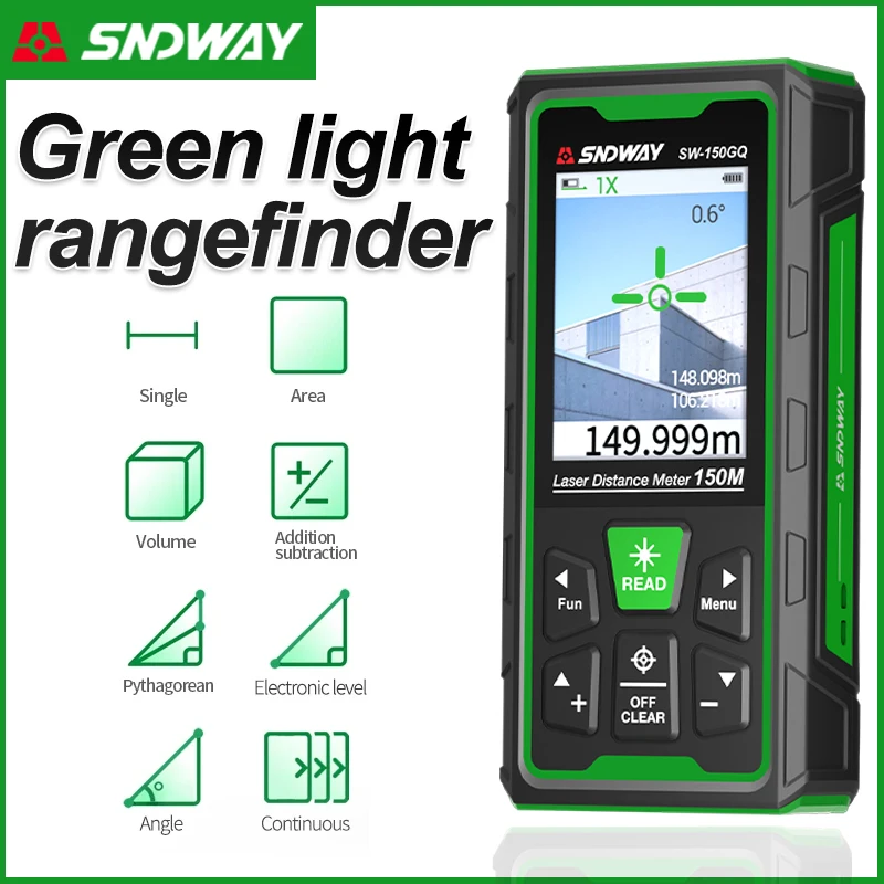Industrial Laser Rangefinder - เครื่องวัดระยะด้วยเลเซอร์สีเขียว ดิจิตอลเรนจ์ไฟน์เดอร์ ระยะวัด 150ม. 100ม. 80ม.