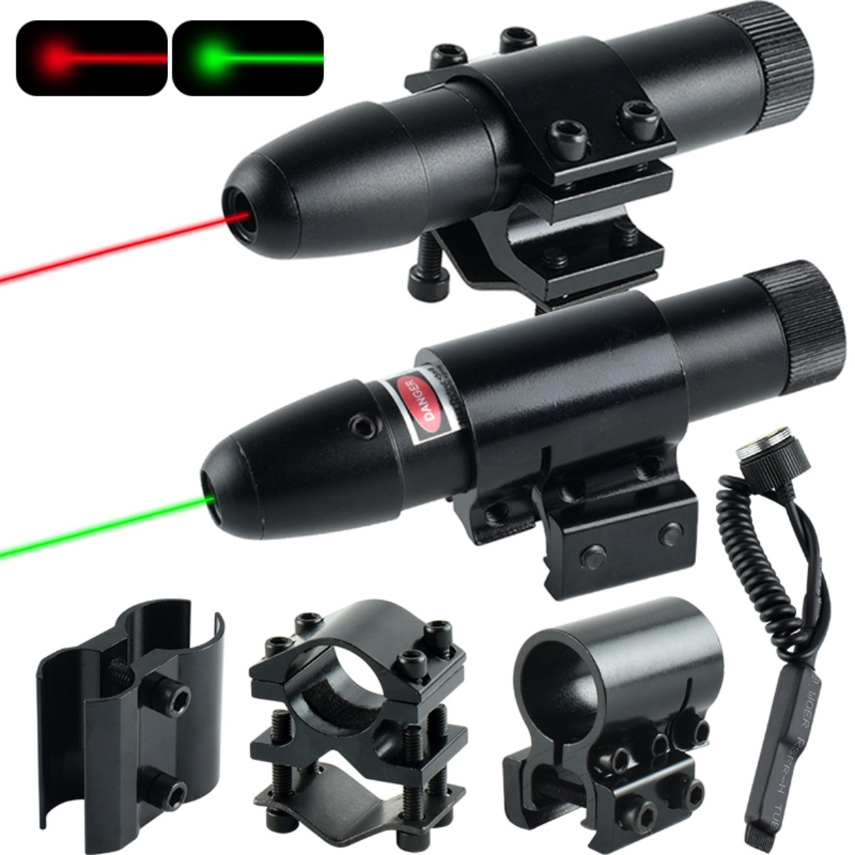Industrial Green Laser - เลเซอร์สีแดงเขียวแบบยุทธวิธี สำหรับติดตั้งบนรางปิกาตินนี่ พร้อมที่ยึดแบบหนีบ
