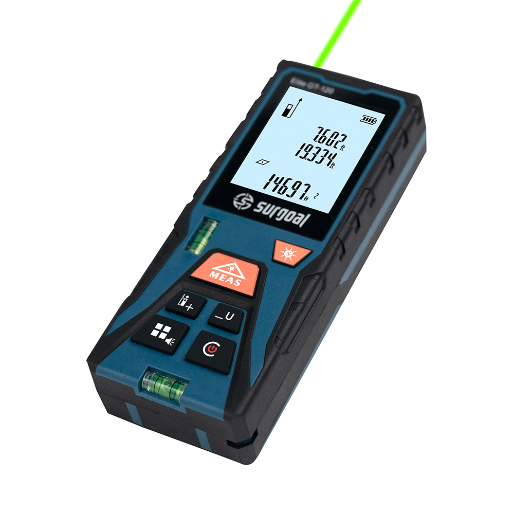 Industrial Laser Rangefinder - เครื่องวัดระยะด้วยเลเซอร์สีเขียว 120 เมตร พร้อมระดับน้ำแบบดิจิตอล เครื่องวัดระยะด้วยเลเซอร์และเทปวัดระยะ
