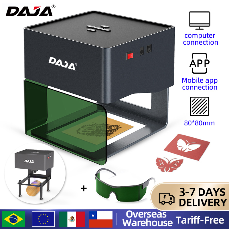 Industrial Laser Cutting Machine - DAJA DJ6 มินิแบบพกพาเลเซอร์แกะสลัก DIY เครื่องบลูทูธทาสีแท็กสุนัขกระดาษหนังไม้พลาสติกโลโก้เครื่อง CNC