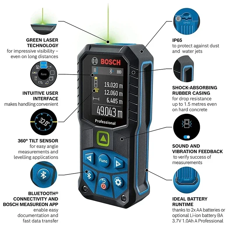 บ๊อช GLM50-27CG เครื่องวัดระยะ - Industrial Green Laser บทวิจารณ์และราคา